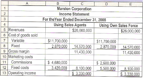 Marston Corporation Income Statement For theYear Ended December 31, 2008 Using Sales Agents $26,000,000 4 Using Own Sale