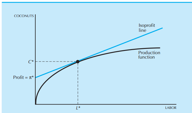 COCONUTS Isoprofit line Production function C* Profit = * L* LABOR 