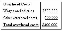 Overhead Costs $300,000 Wages and salaries Other overhead costs 100,000 $400,000 Total overhead costs 