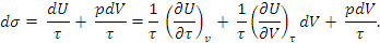 From the thermodynamic identity at constant number of particles