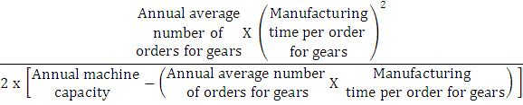Annual average number of X ( time per order /Manufacturing orders for gears (Annual average number of orders for gears f