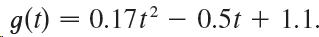 g(t) = 0.17t? –- 0.5t + 1.1. 