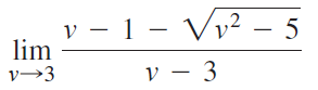 v - 1 - Vv² – 5 lim v→3 