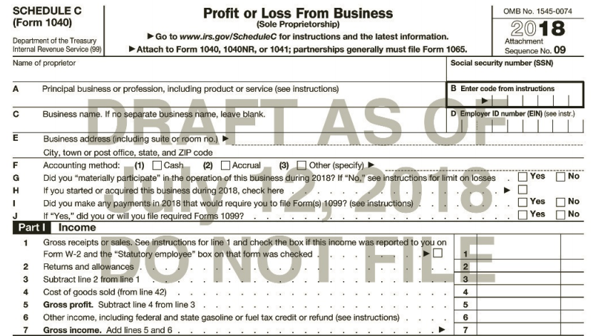 Profit or Loss From Business (Sole Proprietorship) Go to www.irs.gov/Schedulec for instructions and the latest informati
