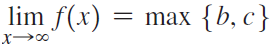 lim f(x) max {b, c} = 