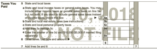 Taxes You 5 State and local taxes a State and local income taxes or general sales taxes. You may include either income t