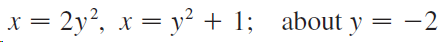 x = 2y?, x = y² + 1; about y :-2 