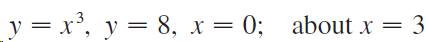 3 y = x', y = 8, x = 0; about x = 3 