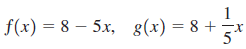 g(x) = 8 +x f(x) = 8 – 5x, |- in 