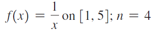on [1,5]; n = 4 f(x) 
