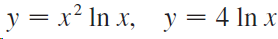 y=4 ln x y = x² In x, 