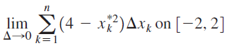 lim (4 - x)Axg on [-2, 2] A→0 k=1 