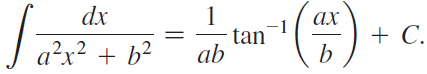 1 tan ab dx ах + C. -1 a²x² + b² || 