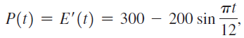 P(t) = E'(t) = 300 – 200 sin 12 