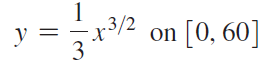 on [0, 60] -x3/2 y = 3 