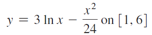 on [1,6] 24 y = 3 ln x 