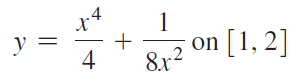 1 x4 y = on [1, 2] 8x2 