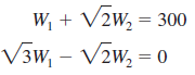 W, + V2w, = 300 V3w, - V2w, = 0 