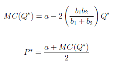 bib2 2(5+ b3) MC(Q') = a – 2 Q* bị + b2 a + MC(Q*) 2 P*: 