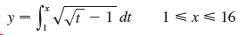 y= Vi - 1 dt 1<x< 16 