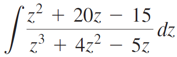 z² + 20z – 15 dz 5z .3 z° + 4z2 