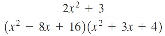 2x? + 3 (x² – 8x + 16)(x² + 3x + 4) 