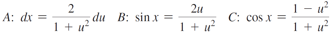 и 2 du B: sin xх %— 2u |A: dx = C: cos x = 1+ и? 1+ и? 1 + и? 