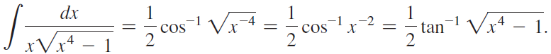 1 1 cosx 1 -2 dx Vx4 – 1. tan ,-1 cos 2 