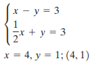 y = 3 - х + у %3 3 y = х%3 4, у = 1; (4, 1) 
