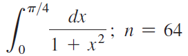 TT • T/4 dx ; n = 64 1 + x? .2 