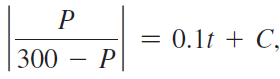 P = 0.1t + C, 300 – P 