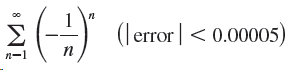 (| error | < 0.00005) Σ n-1 п 