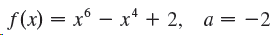 f(x) = x° – x* + 2, a = -2 