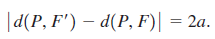 |d(P, F') – d(P, F)| = 2a. %3D 
