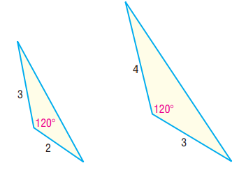 True or False.The triangles shown are similar. 