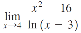 x² lim х—4 In (x — 3) 16 