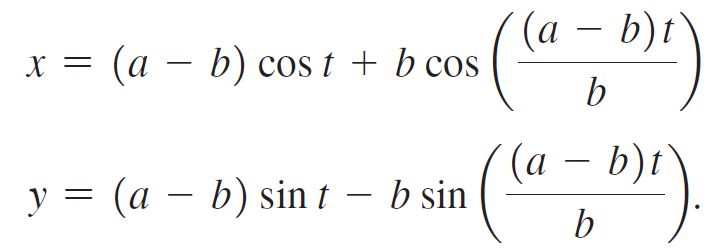 (a – b)t (a – b) cos t + b cos (a – b)t y = (a – b) sin t – b sin 