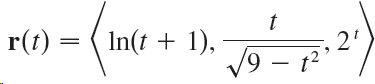 r(t) = ( In(t + 1), · V9 – t2 2' 