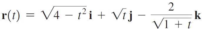r(t) = V4 – t² i + Vij - k V1 + t 