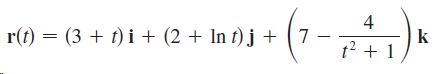 r(t) = (3 + t) i + (2 + In t) j + (7 k t2 + 1 