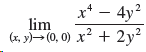 x* – 4y? lim (x, y)-(0, 0) x? + 2y? 