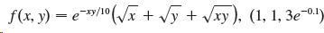 f(x, у) — е-эло(x + y + y), (1, 1, Зе -01) 