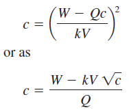 W – Qc` kV or as W – kV Vc 