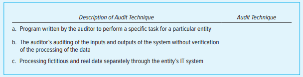 Description of Audit Technique Audit Technique a. Program written by the auditor to perform a specific task for a partic