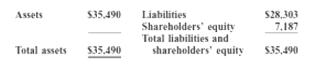 $35,490 Assets S28,303 7.187 Liabilities Shareholders' equity Total liabilities and shareholders' equity Total assets $3