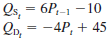 Qs, = 6P,-1 – 10 Os, On, = -4P, + 45 