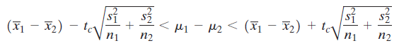 (X1 - X2) < µ1 - H2 < (x1 – x2) + п2 п2 nį П1 