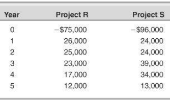 Project R Year Project S -$75,000 -$96,000 1 26,000 24,000 24,000 25,000 23,000 39,000 17,000 34,000 12,000 13,000 345 