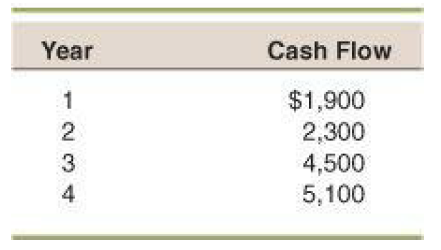 Cash Flow Year $1,900 2,300 4,500 5,100 3 