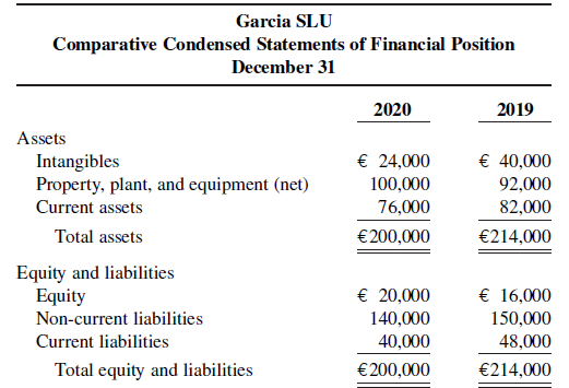 Garcia SLU Comparative Condensed Statements of Financial Position December 31 2020 2019 Assets € 24,000 € 40,000 Int